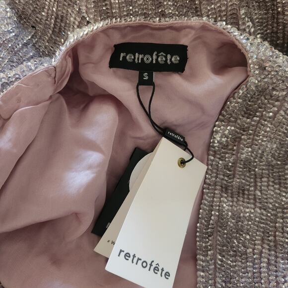 Retrofete Gabrielle Robe Dress in Dusty Lilac Size Small Sequins NWT - Picture 10 of 12